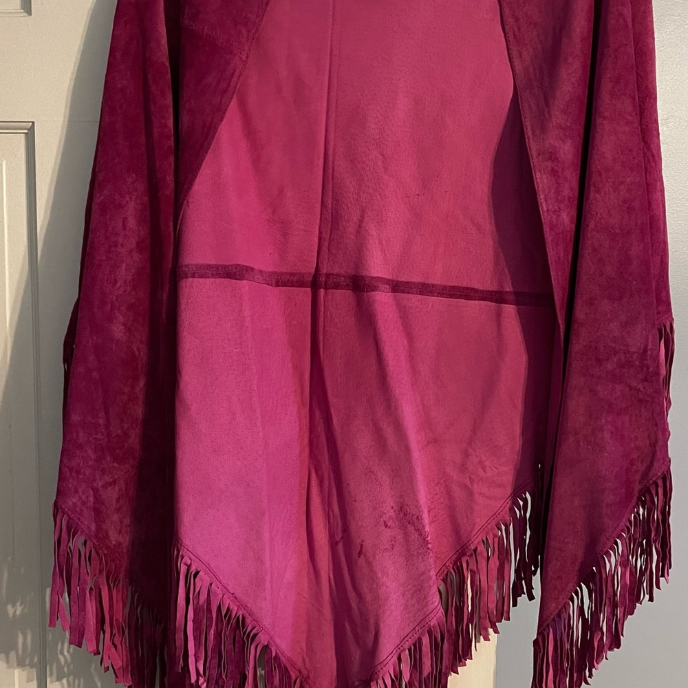 Suede shoulder throw with fringe